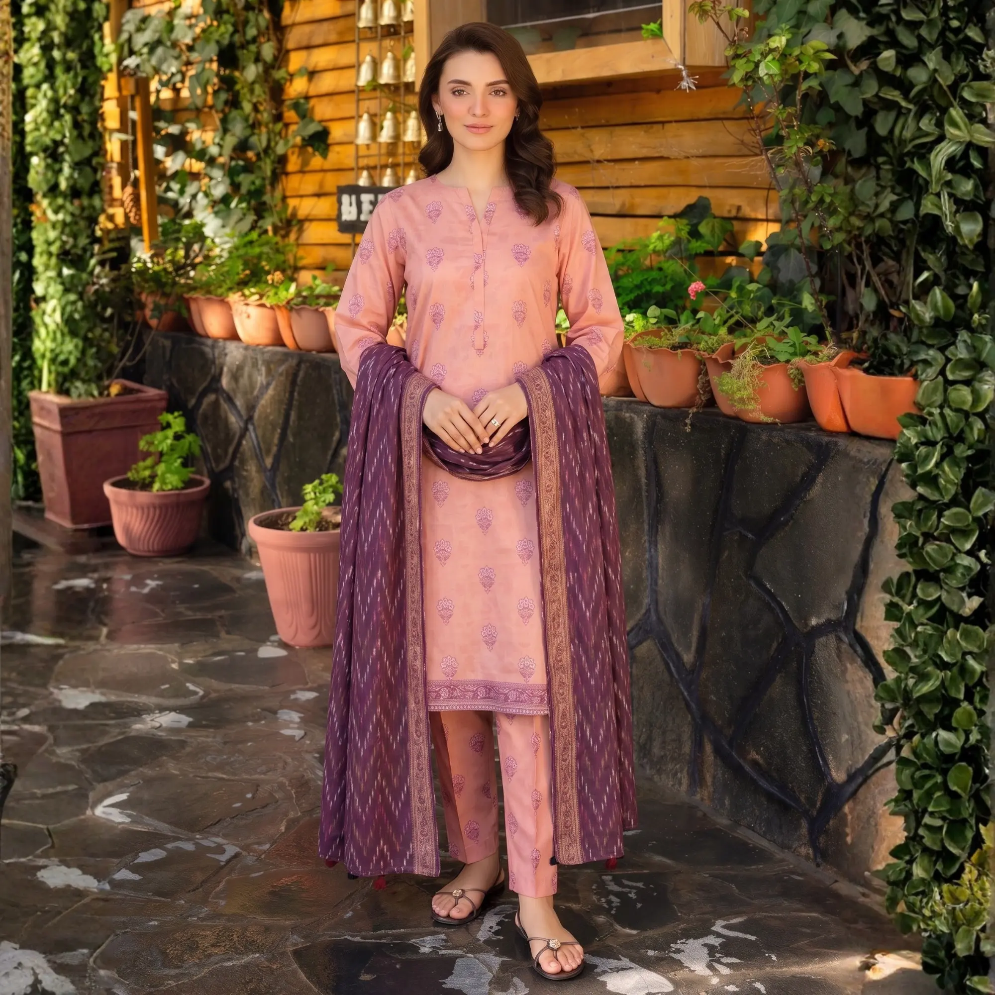 Printed Lawn Suit for Women | Printed Shirt, Trouser & Dupatta Stitched 3 Piece Tawakkal Fabrics