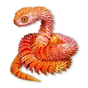 3D Printed Snake Movable Joint Fidget Toy Figurine Simulation Snake Office Desktop Ornament 2025 New Year Gifts Crafts Gift Decor Purple