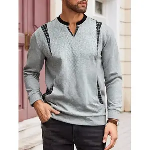 Men's autumn, spring, and autumn patch golden knitted sweaters, fashionable and casual style, soft and comfortable fabric, very suitable for daily wear