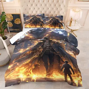 Gothic Skull Quilt/Comforter Set, Modern Bedding Set (2/3 Pcs): Includes 1 Quilt + 1/2 Pillowcases (No Filler), with Gothic Elements Like Grim Reaper Skulls, Mechanical Skulls, for Gaming Rooms, Dark Bedrooms, Gothic Guesthouses