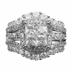 Square Five-in-One Ring for Women, S925 Sterling Silver Micro Pave CZ Stones Halo Design - Perfect Gift for Girlfriend or Wife Jewelry Elegant Daily Wear Stunning Luxurious SpringStatements