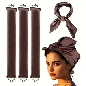 4-Piece Curling Iron Set, No Heat Overnight Curls, 3 Styling Bars and Scarf, Air Curling Wrap, Suitable for All Hair Types, Adult Gift Idea