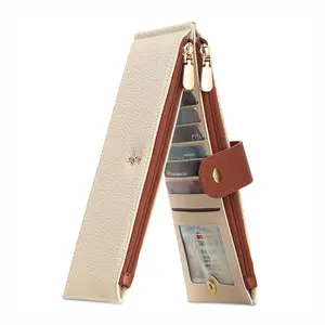 Trendy Long Wallet for Women, RFID Blocking Leather Clutch Purse with Zipper Pockets and Card Slots, Slim Bifold Wallet for Mom, Outdoor Fun Pouch