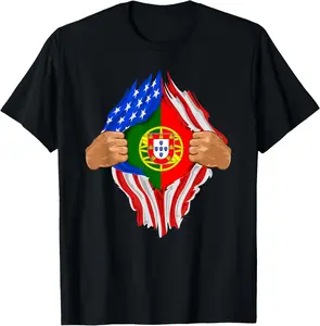 100%cotton Portuguese Blood Inside Me T-Shirt | Portugal Flag Gift T-Shirt Menswear Top