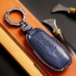 Handmade genuine leather key case suitable for Ford Taurus, old Mustang, Explorer, Edge, and Focus key covers