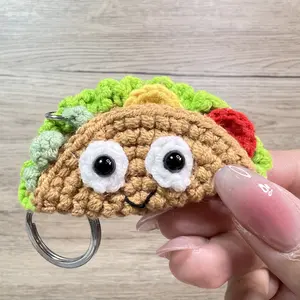 Handmade Amigurumi Crochet Taco Keychain and Bag Charm