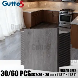 30/60pcs, Boxed thickened retro wood grain floor tiles, Wood Grain Pattern, self-adhesive wood grain effect, PVC vinyl material flooring, easy to peel and paste DIY detachable, easy to install, kitchen and bathroom, wall and floor renovation - Gutto5