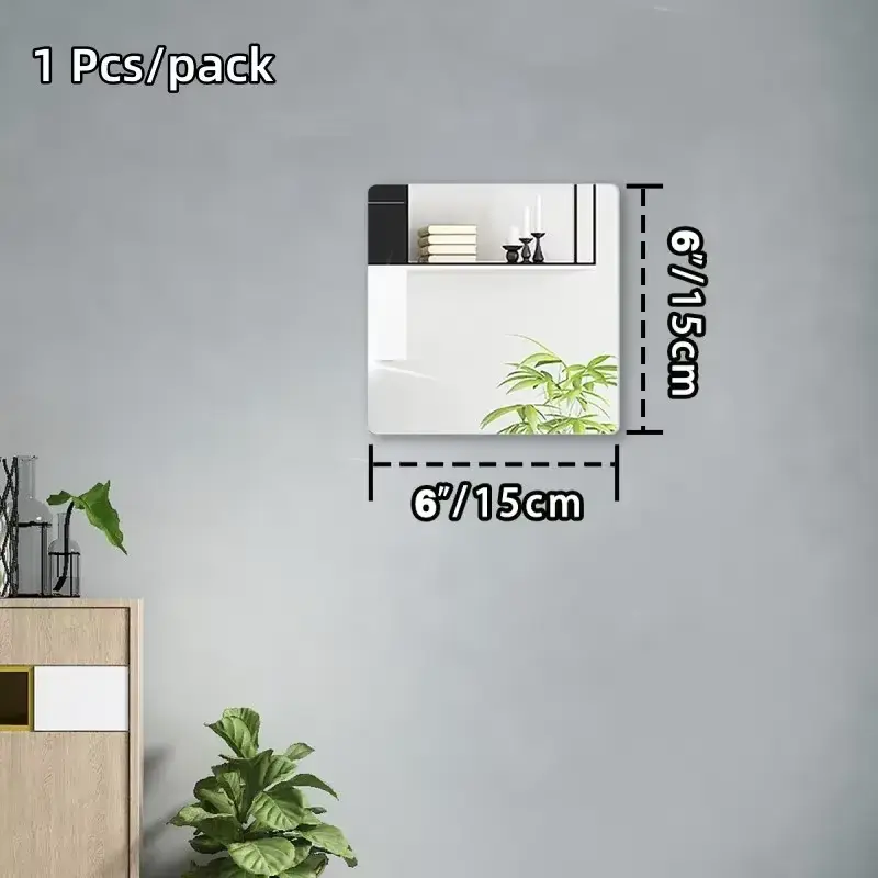HD anti Fog Wall Mirror Sticker DIY Full Length Mirror Tiles Self Adhesive Shatterproof Non Glass Safety Mirror Sheets 2MM Thick NONE