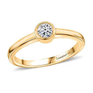 Luxuriant Lab Grown Diamond GH SI 0.25 ctw Solitaire Ring in 18K Vermeil Yellow Gold Over Sterling Silver Size 7 Christmas Gifts