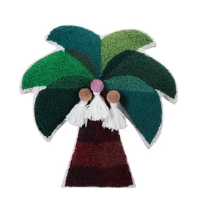 Peking 30JBL106C16SQ 16 x 16 in. Palmita Hook Pillow with Pom Tassels Poly Filled with 100 Percent Wool & Cotton Velvet, Decorative Pillows, 16X16 In
