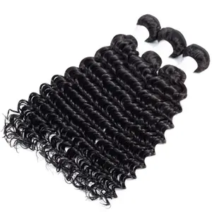 LUCY 100% Virgin Brazilian Human Hair Deep Wave 3 Bundles Set For Weaving 300 Grams