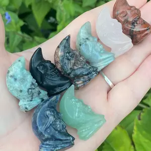 Crystal Skeleton Moon Carving Crystal Moon Carving Skull Carving