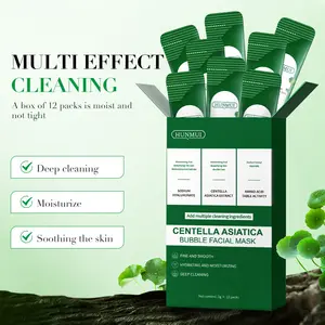 Hunmud Centella Asiatica Facial Foam Mask – Deep Pore Cleansing, Gentle, Oil Control, Blackhead Removal & Skin Repair | 1 Box (12 Pcs) - Clear, Acrylic, Foaming, Moisture