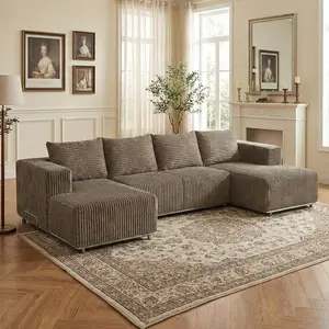 132.2" Elevated version with base Convertible ChenilleCouches Set Modular Sectional Cloud Couch for LivingRoom,  Comfy FloorSofa with Memory Foam, Dark Gray