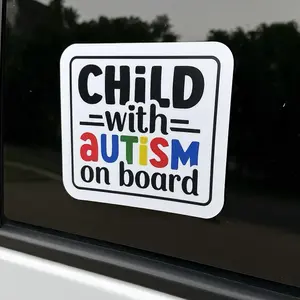 Child with Autism on Board Vinyl Sticker - safety awareness sticker for Awareness