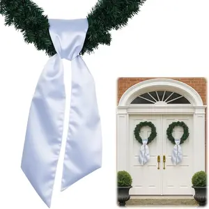 2 Pack Wreath Sash for Front Door Blank White Satin Ribbon 4.5" x 56" Sashes for Wreaths Embroidery Monogram Christmas Holiday Party Yard Doorway Indoor Outdoor Decoration
