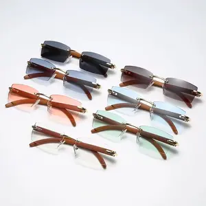 Luxury Rimless Rectangle Sunglasses for Men UV400 Stylish Designer Shades with Multiple Color Options