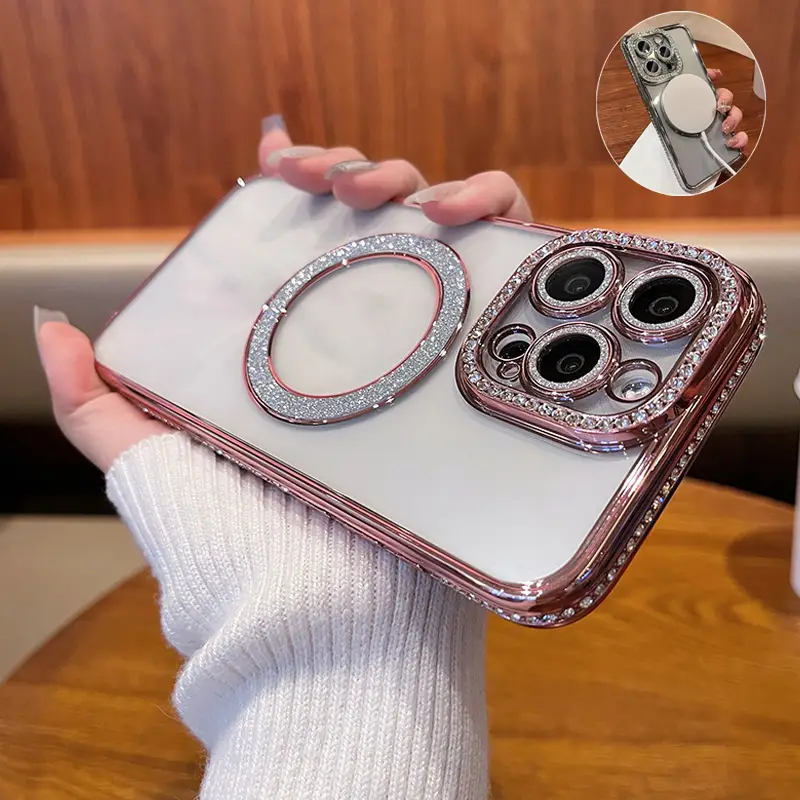 Electroplated Transparent Phone Case, Silicone Shock-proof Phone Cases For iPhone Series, Cute Fashion Phone Protective Case For Women Girls, Phone Ac