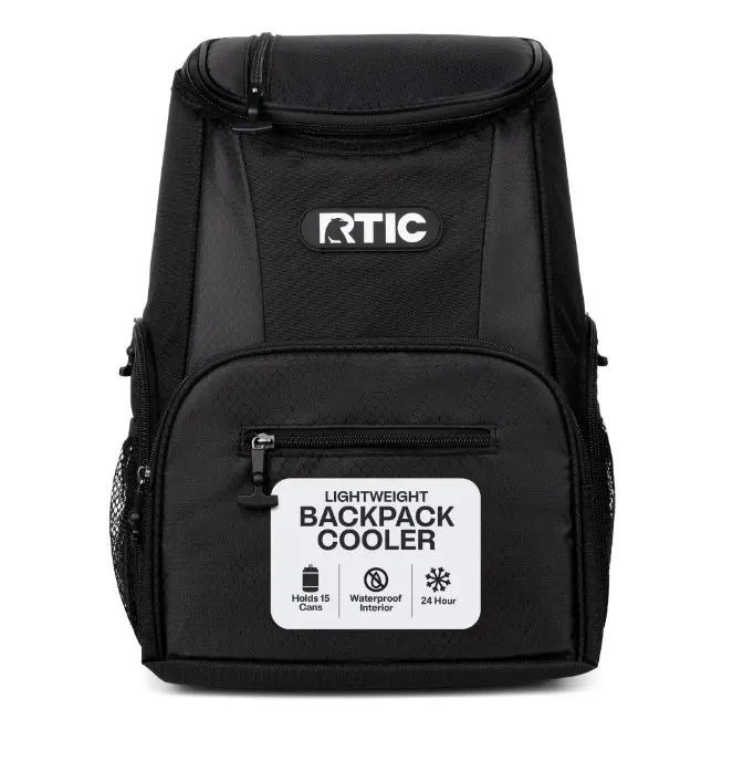 RTIC 15-Can Lightweight Cooler Backpack with Pockets, Black RTIC 15-Can Lightweight Cooler Backpack with Pockets, Black