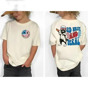 Youth and Adult Red White and Feral T-Shirt, Patriotic Raccoon USA T-Shirt, Funny America Shirt, 4th of July Outfit, Independence Day Gift, Family Matching Outfit, toddler clothes, Youth Clothing, holiday outfit, summer outfit, birthday gift