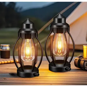 Rechargeable Outdoor Camping Lanterns 2Pack,  Dimmable  Outdoor Lanterns with Timer,  Battey  Indoor Table Lamps for Patio, Garden, Porch Decorations