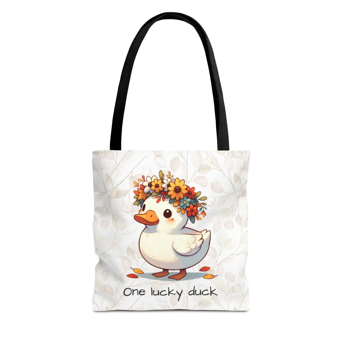 Fall Floral Duck Tote Bag, Lucky Duck Accessory, Cute Duck Tote, Fall Flower Duck Bag, Thanksgiving Tote Bag