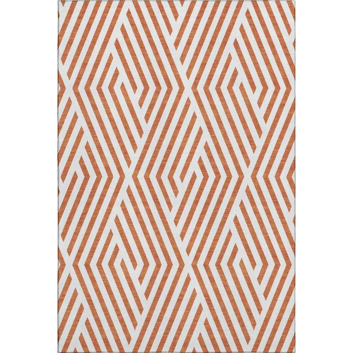212 MAIN 3x5 ft. Rust & Ivory Geometric Transitional Area Rug - Flat Pile, Machine-Made, Washable, UV Protected Rectangle Rug for Home Decor, Modern Abstract, Indoor Entryway Use, Home Decor Rugs, Modern Abstract Rug