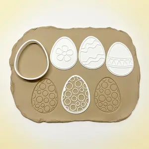 5pcs Easter Themed Clay Molds and Cutters - Easter Egg Shapes, Molds for Easter, Holiday, Party Decorations - Easy-Clean Plastic Tools for Home - Easter Essentials, Festive Treat Crafting