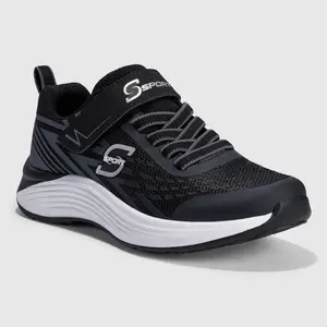 S Sport By Skechers Kids' Spencer Sneakers - Black 13: Hook & Loop, Cushioned Insole, Machine Washable