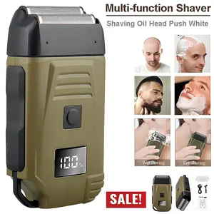 Men's Cordless USB Rechargeable Stainless Steel Electric Beard Razor & Trimmer - IPX6 Waterproof, Wet/Dry Use, Lightweight Crystal Camouflage Twin Shaver, Facial Brush, Easy-to-Use Green Personal Care Appliance, Ideal Shaving Products Gift
