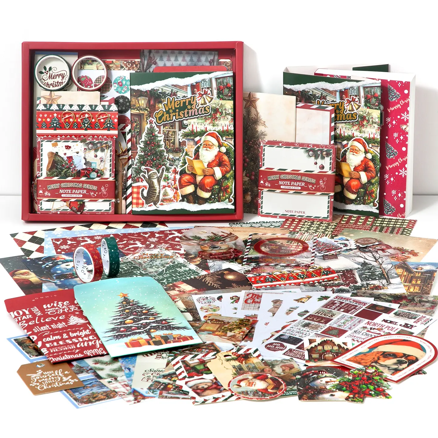 Christmas Vintage Aesthetic Die-Cut Craft Scrapbooking Kit - Medieval Chapter Series, 157-Piece Gift Box, Magic Books, Neruda Love, Green Forest & Rose Garden Designs for DIY Crafts, Journals, TikTokShopJumpstartSale, Die-Cut Craft Kits