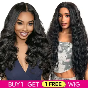 Buy 1 Get 1 Free Lace Front Wig | 180% Density, Transparent Lace, Ocean Wave & Body Wave, Blended Human Hair