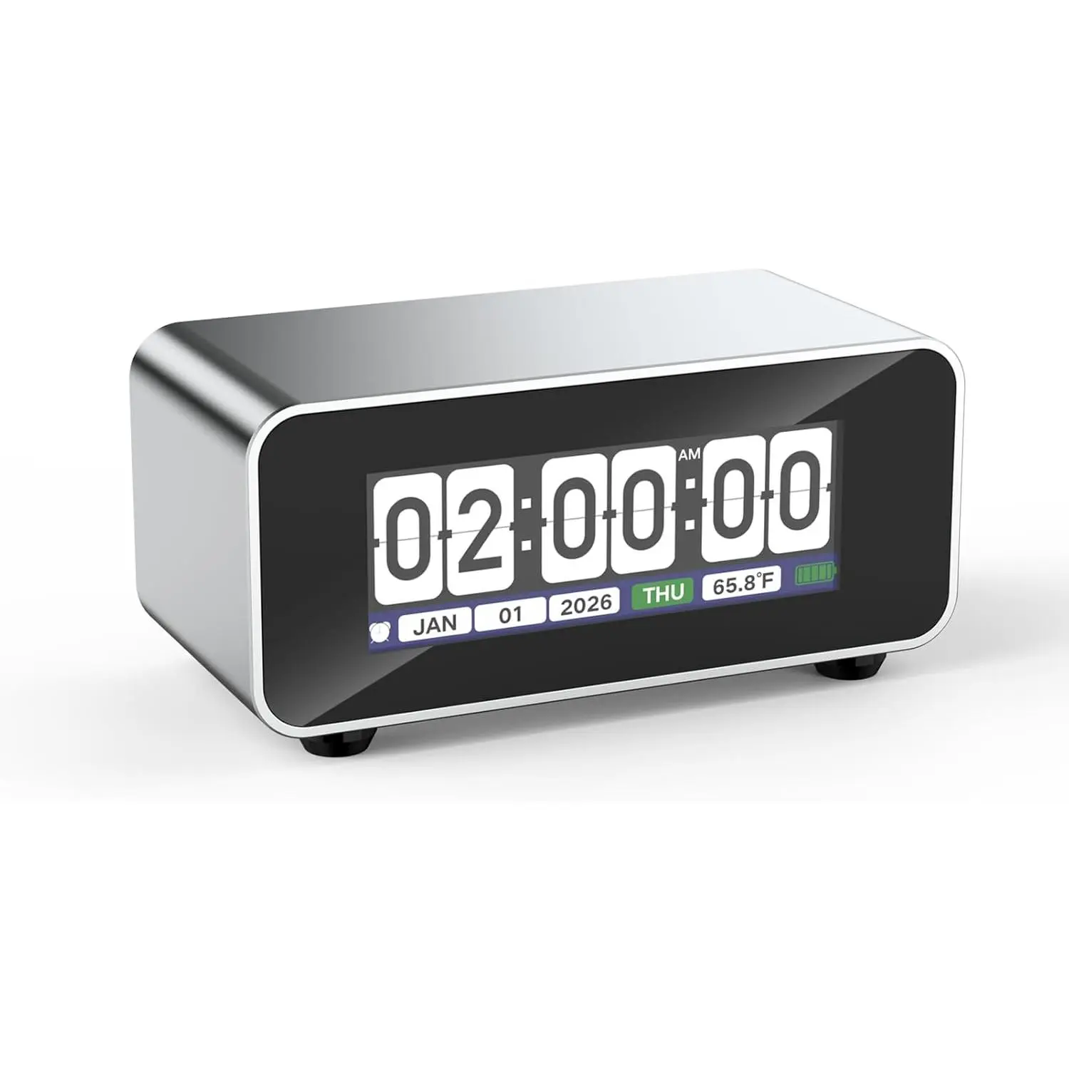 Minimalist Aesthetic Durable Retro Digital Flip Desk Clock - 2.79" HD TFT Display, Precision CNC Aluminum Frame, Auto-Dimming, Temperature Monitor, Smart Alarm for Home & Office Decor