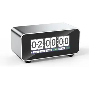 Aesthetic Durable Retro Digital Flip Desk Clock - 2.79" HD TFT Display, Precision CNC Aluminum Frame, Auto-Dimming, Temperature Monitor, Smart Alarm for Home & Office Decor Screen