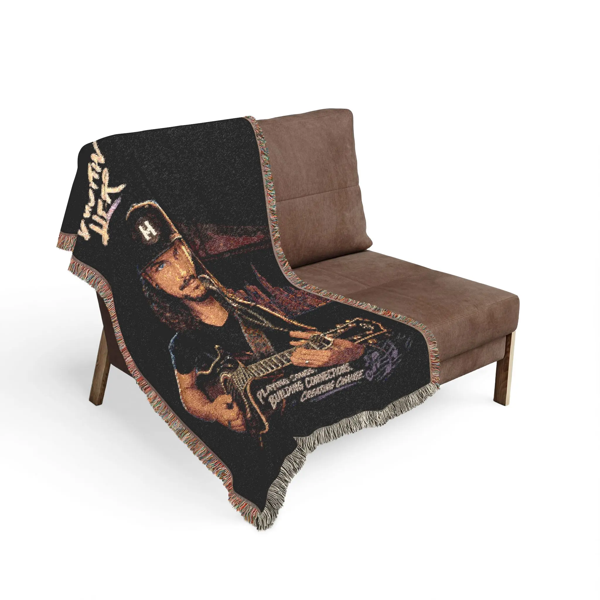 Dustin Heer Woven Blanket | Country Music Guitar Portrait, Throw Blanket