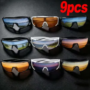 9PCS Men’s Polarized Fashion Sunglasses — Fitness, Running, Outdoor Sunglasses — Suitable for Daily Wear, Casual Outfits, Home Use — Unisex Sunglasses for Outdoor Sports, Driving, Fishing Glasses — Casual Polycarbonate Colored Lens Sunglasses — Outdoor Sp