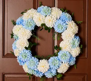 24 inch Decorative Faux Floral Zinnia Wreath