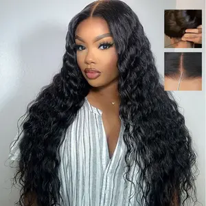 [Glueless] Mihugass 7x6 Glueless Burmese Curly Wave Human Hair Wig Natural Black 200% Density Deep & Water Wave with Drawstring Ready to Wear Glueless Wig 100% Human Hair Wig Pre Plucked Pre Cut HD Lace Closure Wig