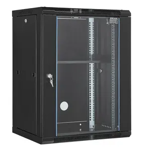 VEVOR 15U Wall Mount Server Cabinet,  500 lbs Max. Ground-mounted Load Capacity, Network Rack Enclosure with Caster Wheels Locking Tempered Glass Door, Q235 Carbon Steel for IT Equipment A/V Devices