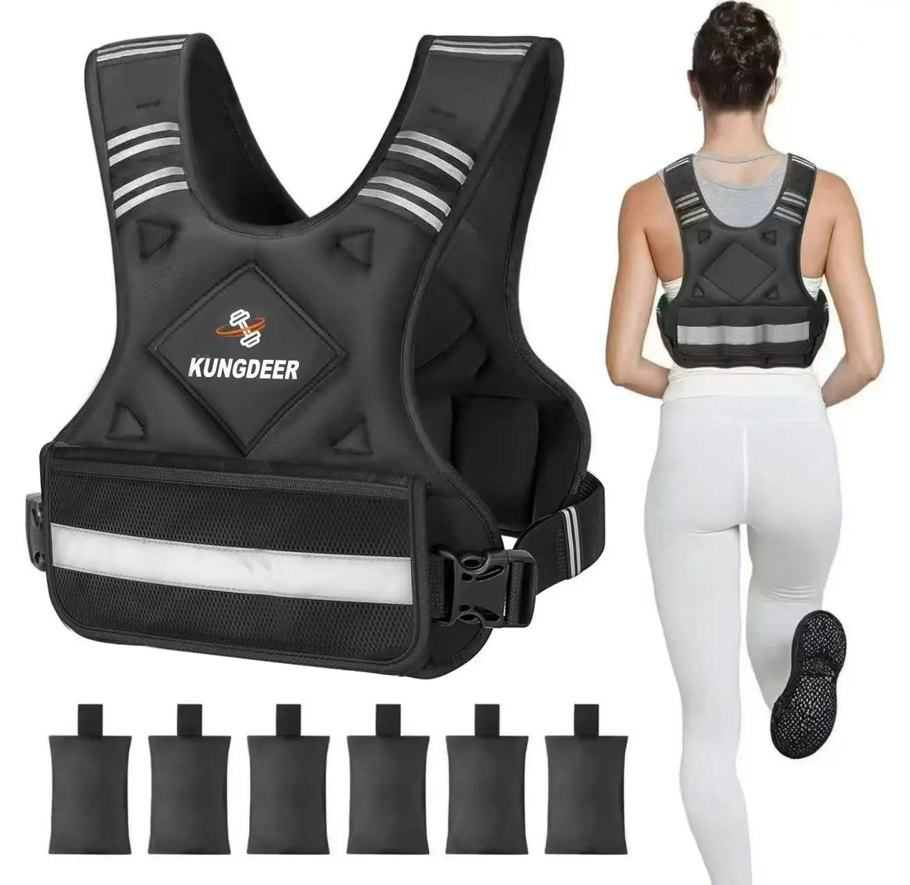 【Summer Sale Deals】Adjustable Weighted Training Vest with Reflective Strips, Breathable Weight Vest for Running Walking Gym Fitness for Men Women