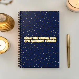 Hold the Vision Girl Notebook | Manifestation Journal | Cute Aesthetic Planner Notebook