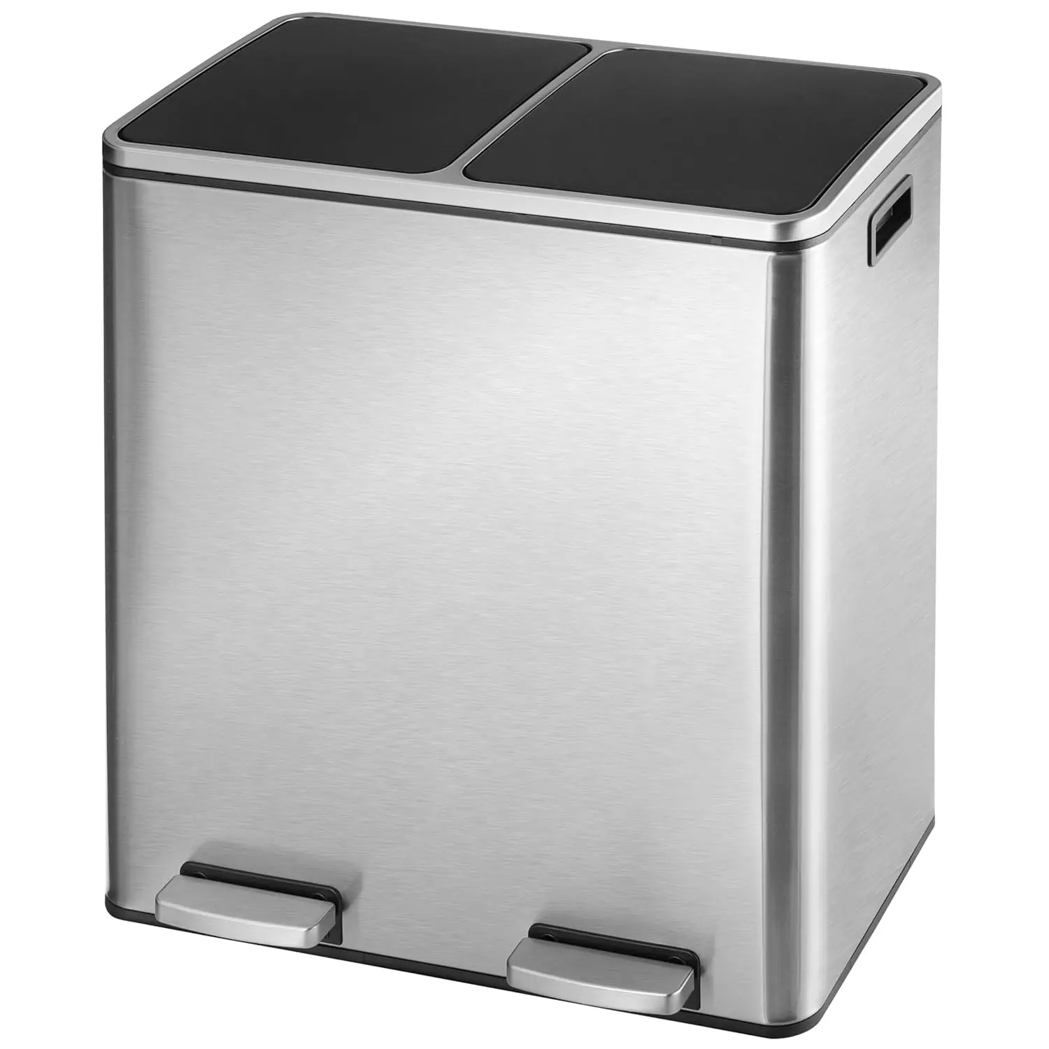 MAMIZO Dual Trash Can, 2 x 8 Gallon (2 x 30 L) Large Storage Hands-Free Trash and Recycle Bin Combo, Stainless Steel Kitchen Garbage Can with Soft-Close Lid, Removable Inner Buckets, Step Pedal, Airtight【DealsForYouDays】