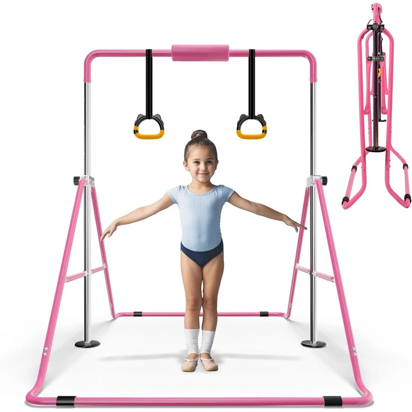 Foldable Gymnastics Bar for ,Adjustable Height Gymnastics Bar 35-51in for  3-12,Expandable Horizontal Bar for Junior   ,Steady Steel for Home Gym Equipment