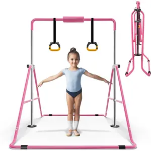 Foldable Gymnastics Bar for ,Adjustable Height Gymnastics Bar 35-51in for  3-12,Expandable Horizontal Bar for Junior   ,Steady Steel for Home Gym Equipment