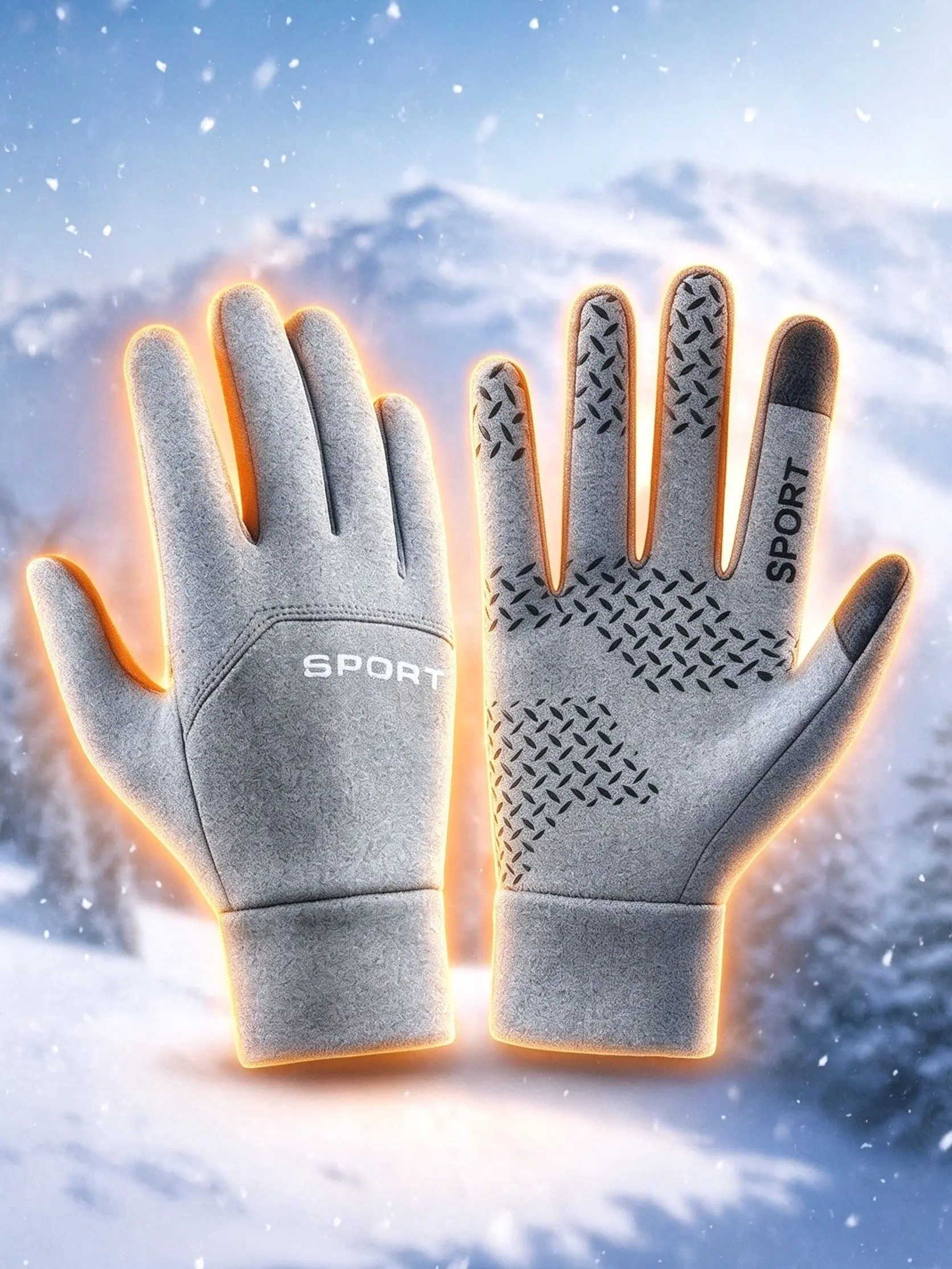 Men's Basic Everyday Plain Cotton Blend Fleece Fabric Gloves - Touchscreen Compatible, Extreme Warmth, Heat-Lock Fleece Lining, Anti-Slip, Waterproof, Windproof, Machine Washable, Cold Wash Option, Stretch Cuff, Ideal for Outdoor Activities & Daily Use