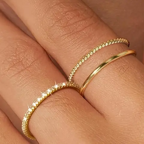 Rhinestone Ring (3pcs), Rhinestone Ring Set, Artificial Zircon Ring, Fashion Accessories for Women, Casual Jewelry for Party, Daily Clothing Decor, Jewelry for Birthday Gift, Stacking Rings, Stackable Rings Set, Beautiful Rings