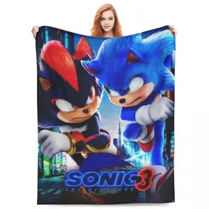 Sonics Poster Blankets Quality Soft Warm Throw Blanket Spring Travel Office Bedroom Novelty Bedspread, Speed Hedgehog Cartoon Anime Plush Blanket Gaming Room Decor Cozy Couch Throw