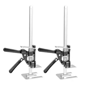 Labor Saving Arm Jack, 2 PCS 330 lbs Bearing Capacity, Lifting up to 9.8", Metal Hand Lifting Jack Tool with Magnetic Level, Adjustable Height, for Door, Window, Furniture, Woodworking, Black