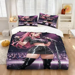 K-pop Stage Style Printed Comforter Set, a comforter set and 1/2 coreless pillowcase, full of the atmosphere of the K-pop idol stage, soft and comfortable bedding
