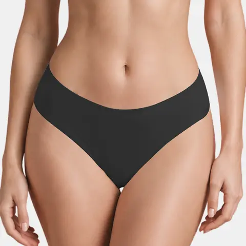SOFT INTENTION No Show Camel Toe Cover Thongs For Women - Seamless Design, Basic Fit, G-String, Gym Basics, Comfortable Underwear